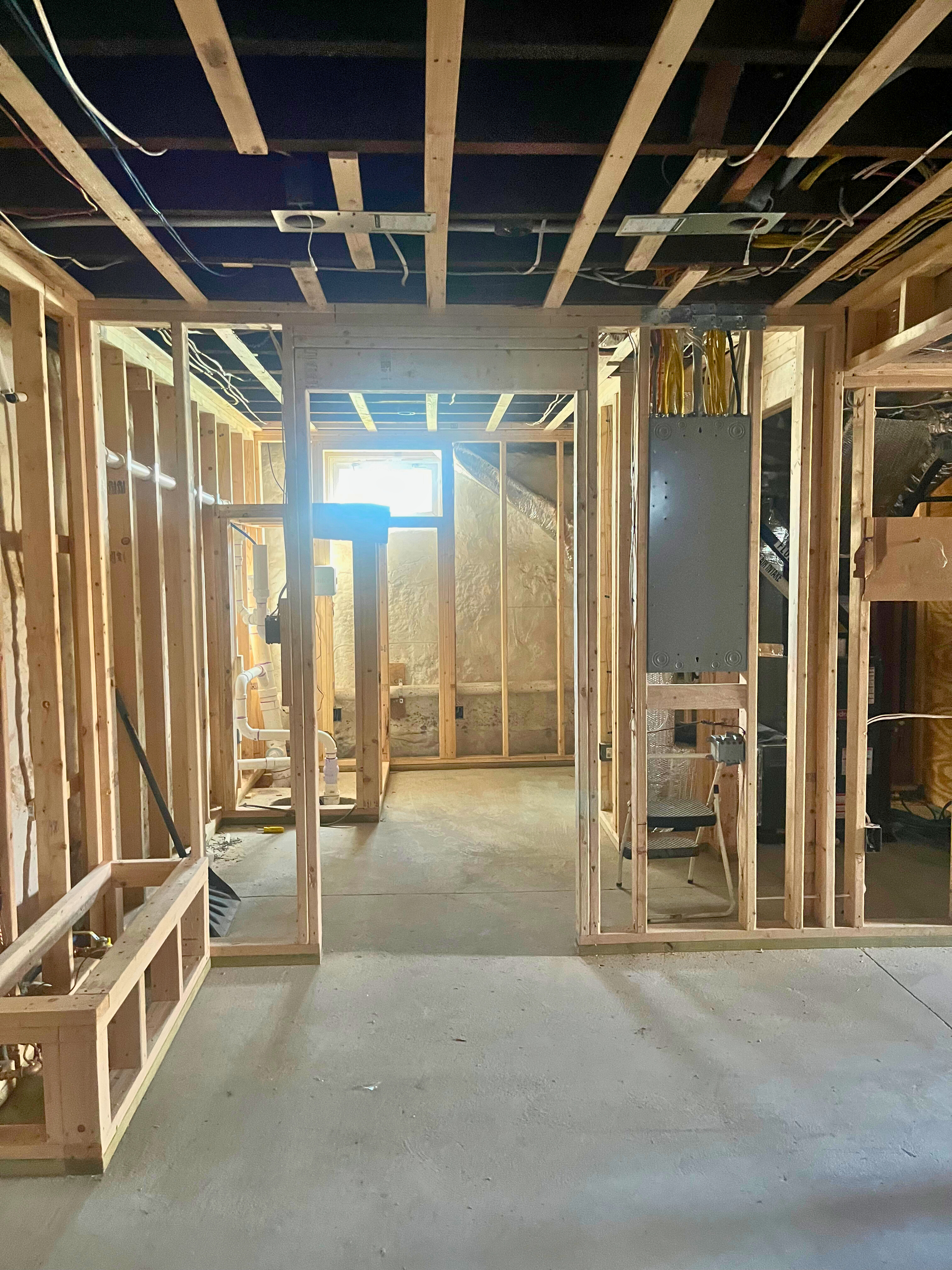 Finished Basement with modern flooring
